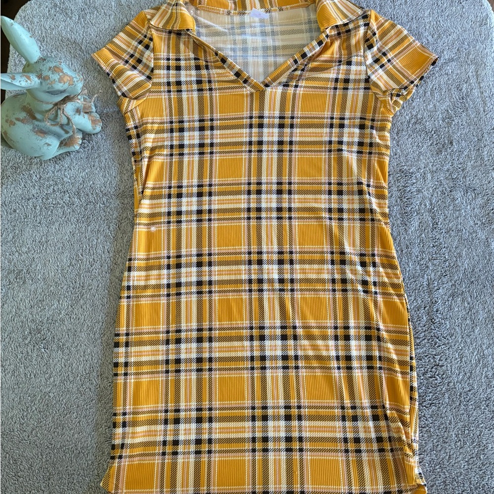2/$15 Yellow Plaid Women's Dress